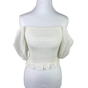American Eagle Outfitters Size Small Off Shoulder White Lace Puff Sleeve Top